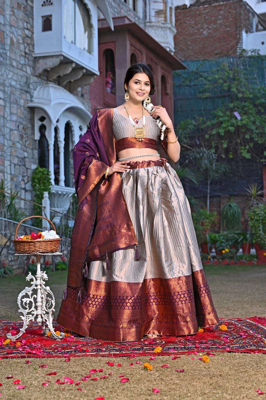 Women's Tussar Silk Patola Print Lehenga Choli Dupatta Set - Image 15